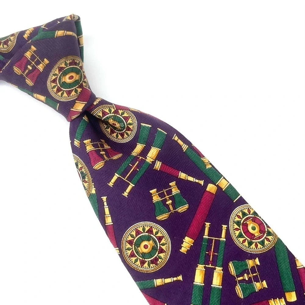 Tommy Hilfiger Tie Binoculars Print Purple Gold